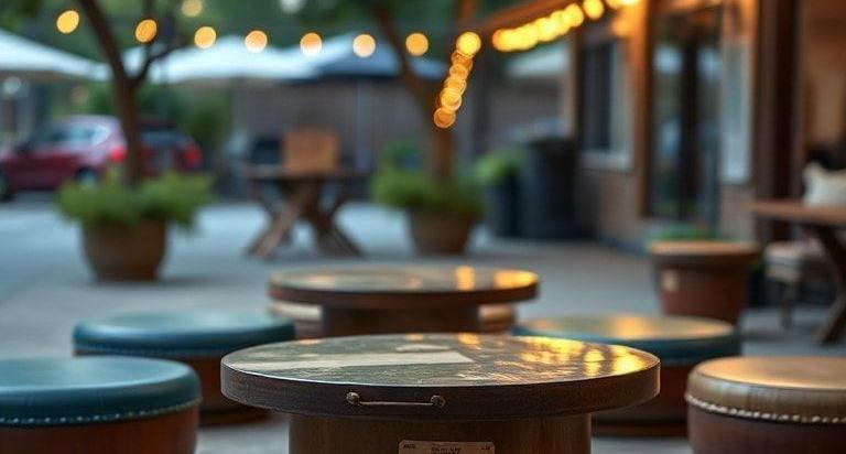 outdoor drum coffee tables