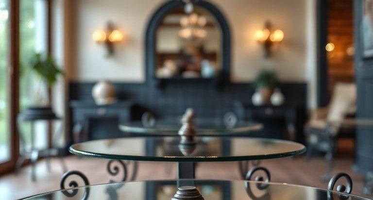 wrought iron and glass coffee tables
